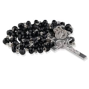 Black Bead Metallic Rosary