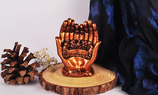 bronze hand table decor